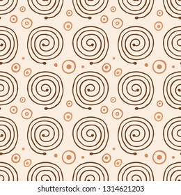 Decorative seamless pattern with hand drawn swirl spirals. Elegant pattern for fashion, interior design, fabric and textile. Seamless vector pattern with spirals.