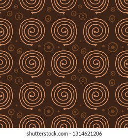 Decorative seamless pattern with hand drawn swirl spirals. Elegant pattern for fashion, interior design, fabric and textile. Seamless vector pattern with spirals.