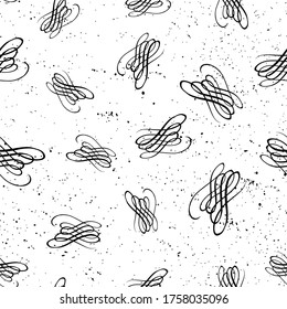 Dekoratives, nahtloses Muster mit handgezeichneten antiken Formen. Handgemalte, graue Tintendoodles in Schwarz-Weiß-Farben. Trendige endlose Textur für digitales Papier, Gewebe, Rückwände, Umhüllung