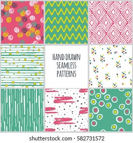 Decorative seamless pattern with hand drawn shapes. Vector abstract textures. 