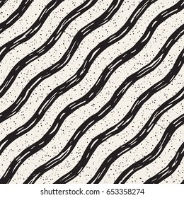 Decorative seamless pattern with hand drawn doodle lines. Hand painted grungy wavy stripes background. Trendy endless freehand texture