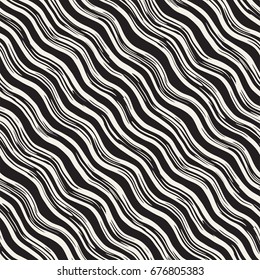 Decorative seamless pattern with hand drawn doodle lines. Hand painted grungy wavy stripes background. Trendy endless freehand texture 