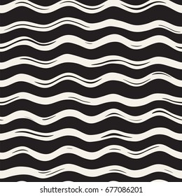 Decorative seamless pattern with hand drawn doodle lines. Hand painted grungy wavy stripes background. Trendy endless freehand texture 