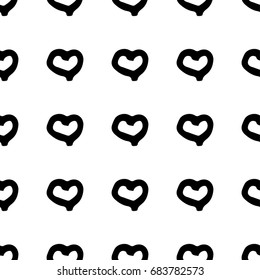 Decorative seamless pattern with hand drawn hearts. Vector illustration. 