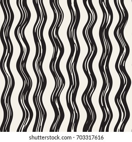 Decorative seamless pattern with hand drawn doodle lines. Hand painted grungy wavy stripes background. Trendy endless freehand texture