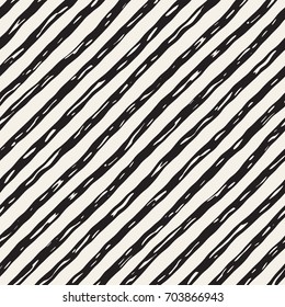 Decorative seamless pattern with hand drawn doodle lines. Hand painted grungy wavy stripes background. Trendy endless freehand texture