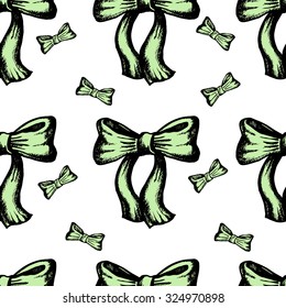 Decorative seamless pattern with hand-drawn bows