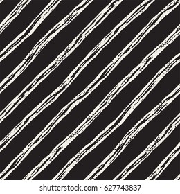 Decorative seamless pattern with handdrawn doodle lines. Hand painted grungy wavy stripes background. Trendy endless freehand texture 