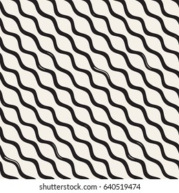 Decorative seamless pattern with handdrawn doodle lines. Hand painted grungy wavy stripes background. Trendy endless freehand texture 