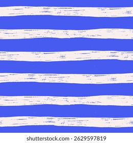 Decorative seamless pattern with handdrawn hatching textured stripes. Hand painted grungy ink doodles in summer blue and white colors. Trendy endless texture for digital paper, fabric, wrapping.Vector