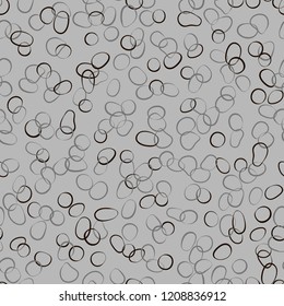 Decorative seamless pattern with handdrawn ring. Hand painted circle in monochrome colors. Seamless abstract pattern. Stylish vector seamless pattern with small chaotic ring on gray backdrop.