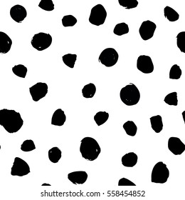 Decorative seamless pattern with handdrawn shapes. Hand painted grungy ink doodles in black and white colors. Trendy endless texture for digital paper, fabric, backdrops, wrapping