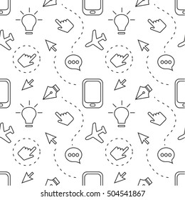 Decorative seamless pattern with icons and without background