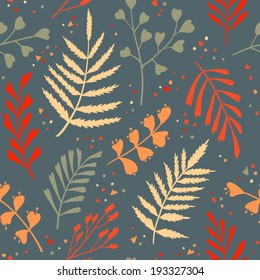 Decorative seamless pattern with leaf, abstract leaf texture. Endless gray background . 