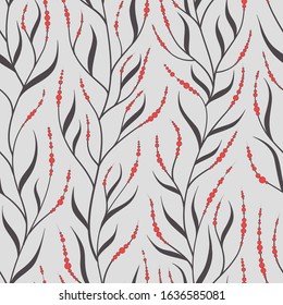 Decorative seamless pattern of leaves and branches. Endless texture. 