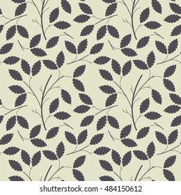 Decorative seamless pattern with leaves. Perfect background for handicraft, linen, card, wallpaper, folk art and more creative designs.