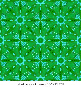 Decorative seamless pattern with mandalas in bright colors. Vector background. Can be used for wrapping paper, scrapbooking, print, invitation and other