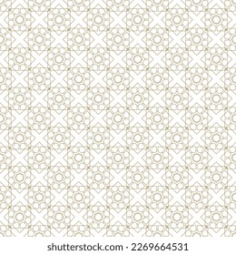 Decorative seamless pattern of many squares, gold color on a white background.