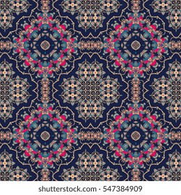 Decorative seamless pattern in moroccan style. Vintage ornament. Beautiful vector illustration. Rug, tablecloth. 