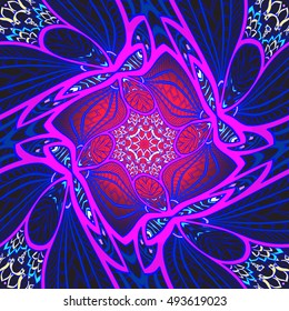 Decorative seamless pattern in neon colors in vaporwave style. Stock vector illustration.
