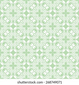 Decorative seamless pattern on a green background