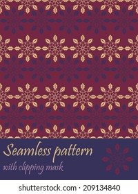 Decorative seamless pattern in one color palette. Ethnic arabic ornament