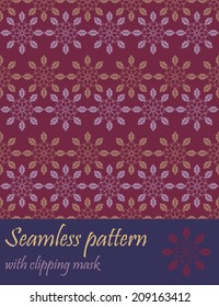Decorative seamless pattern in one color palette. Ethnic arabic ornament