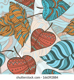 Decorative seamless pattern with petals. Leaves. Autumn. vector illustration