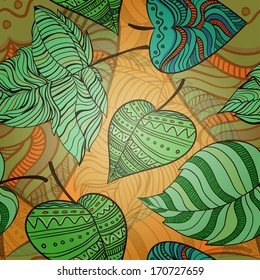 Decorative seamless pattern with petals. Leaves. Autumn. vector illustration
