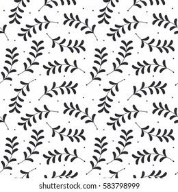 Decorative seamless pattern with plants isolated on white background can be used for your ideas.