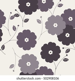 Decorative seamless pattern with purple flowers can be used for cards, web pages, textile, linen, tile and more creative designs.
