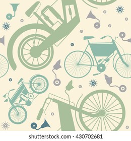 Decorative seamless pattern with retro bicycles can be used for wallpaper, background, linen, tile, textile.