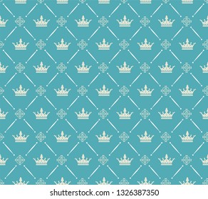 Decorative seamless pattern in royal style, wallpaper texture, vector image