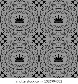 Decorative seamless pattern in royal style, wallpaper texture, vector