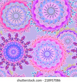 Decorative seamless pattern with stylized flowers watercolor