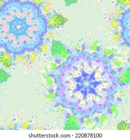 Decorative seamless pattern with stylized flowers watercolor