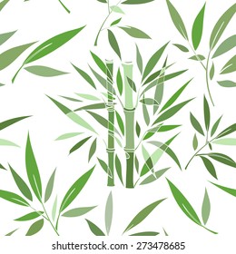 Decorative seamless pattern with stylized green leaves