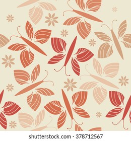 Decorative seamless pattern with trendy flowers and butterflies can be used for linen, tile, web pages, kids clothing and more designs.