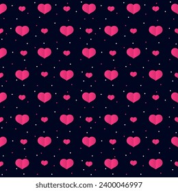 Decorative Seamless Pattern for Valentine's Day on dark Background