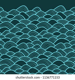 Decorative seamless pattern. Vector illustration with abstract waves or dunes. Geometric border ornament.
