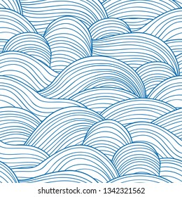 Decorative seamless pattern. Vector illustration with abstract waves or dunes. Linear ornament.