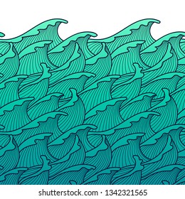 Decorative seamless pattern. Vector illustration with abstract waves or dunes. Linear ornament.