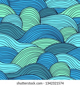 Decorative seamless pattern. Vector illustration with abstract waves or dunes. Linear ornament.