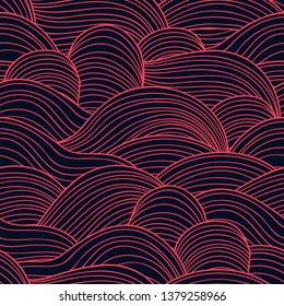 Decorative seamless pattern. Vector illustration with abstract waves or dunes. Linear ornament.