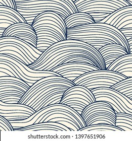 Decorative seamless pattern. Vector illustration with abstract waves or dunes. Linear ornament.