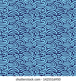 Decorative seamless pattern. Vector illustration with abstract waves or dunes. Linear ornament.