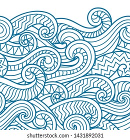 Decorative seamless pattern. Vector illustration with abstract waves. Geometric ornament.