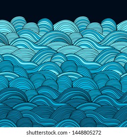 Decorative seamless pattern. Vector illustration with abstract waves or dunes. Linear ornament.