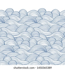 Decorative seamless pattern. Vector illustration with abstract waves or dunes. Linear ornament.