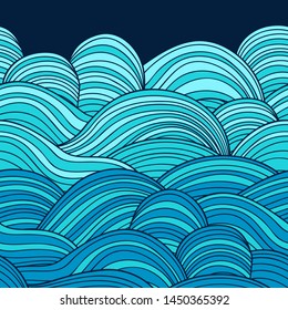Decorative seamless pattern. Vector illustration with abstract waves or dunes. Linear ornament.